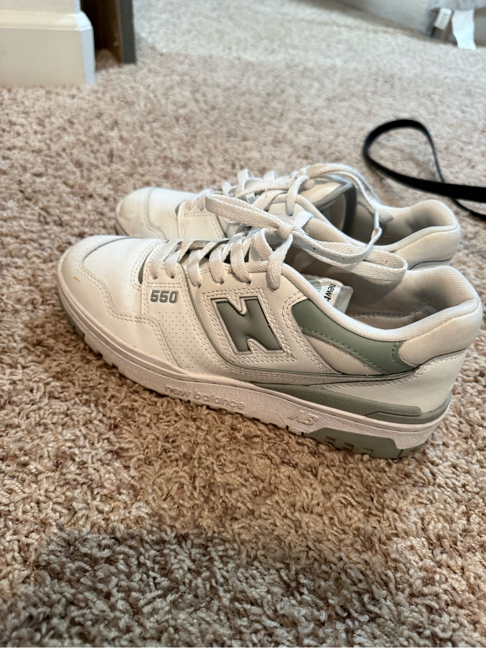 New Balance White with Light Gray Accent 550 Sneakers